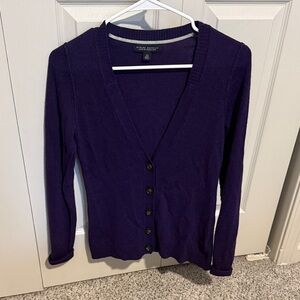Banana Republic Purple V-Neck Button Front Cardigan